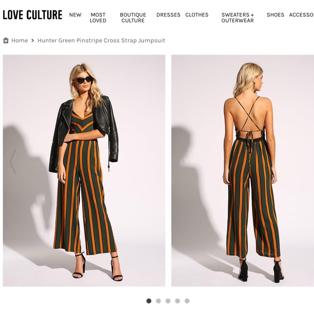 Green & gold lined strappy jumpsuit